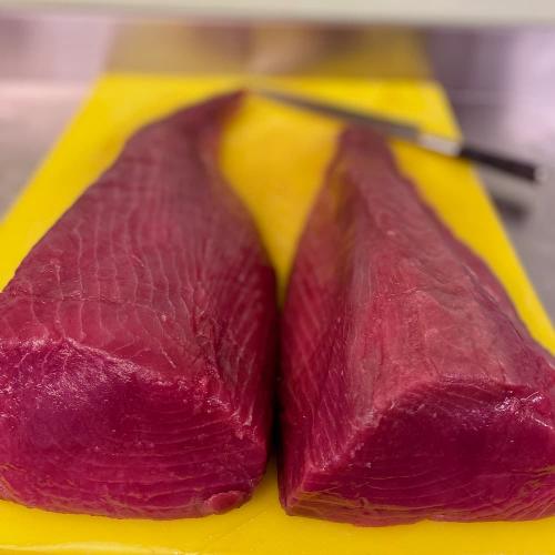 Fillets of Sahimi grade yellow fin tuna.