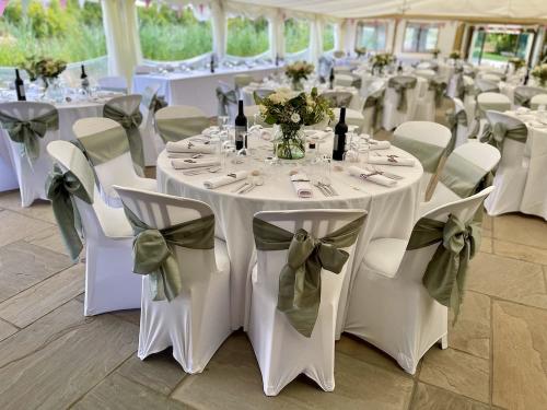 Inside marquee at Milwards Estate, a wedding venue in Laughton, East Sussex.