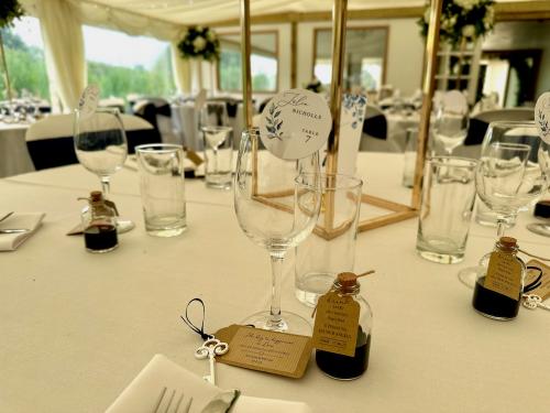 Close up of a wedding table setting