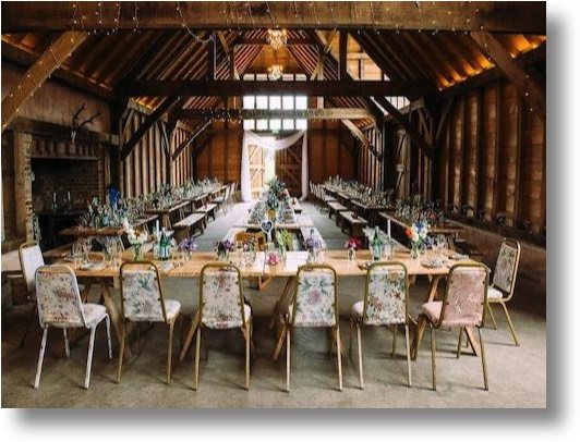 Inside barn at Yoghurt Rooms wedding venue